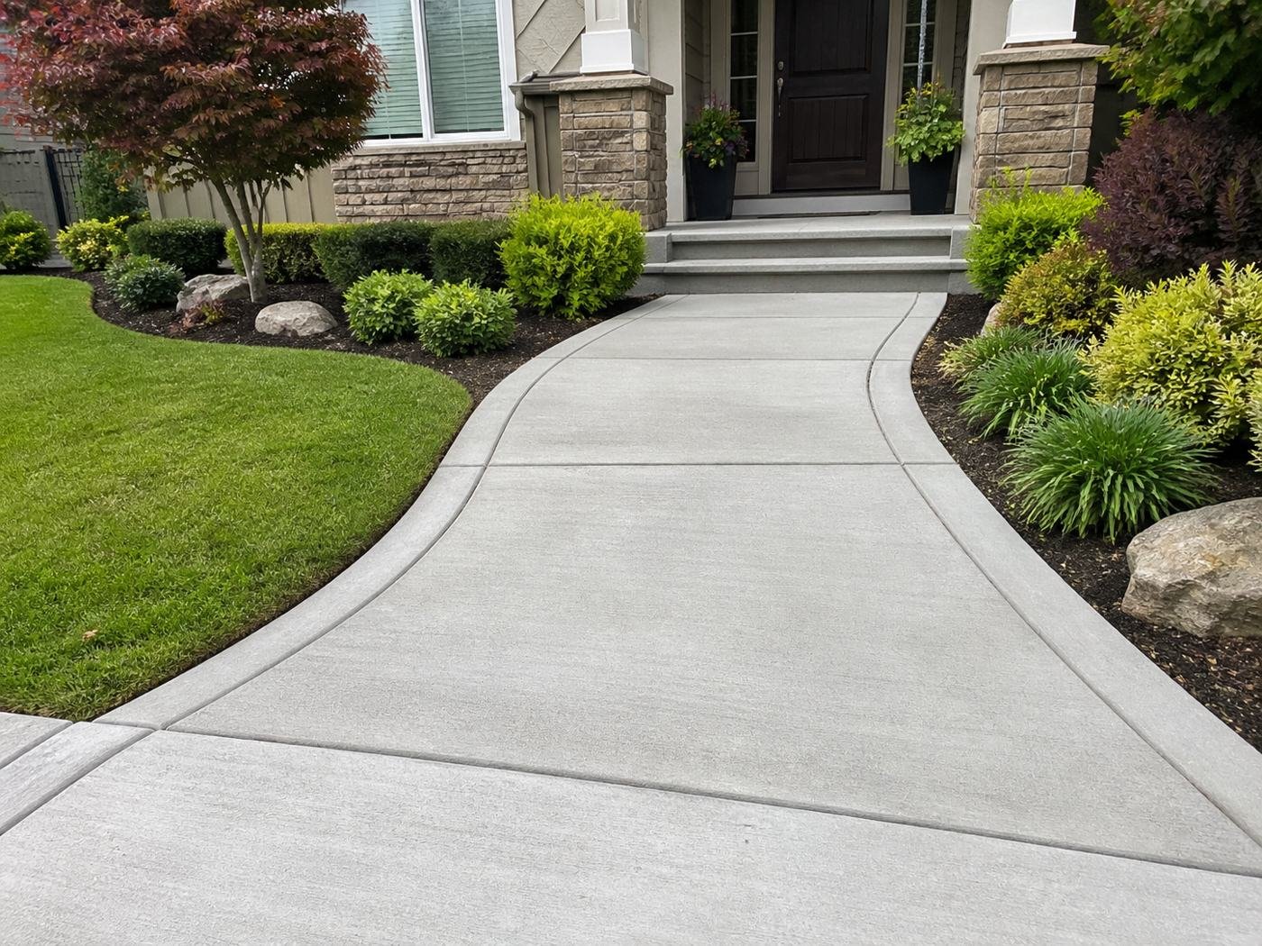 ADA compliant concrete sidewalk and ramp installation in Kansas City