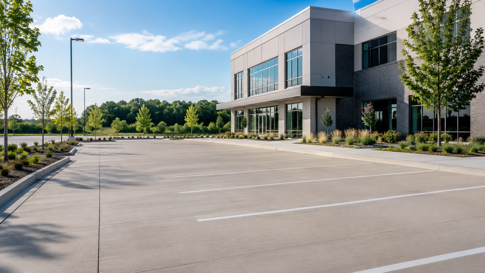 Commercial concrete parking lot installation in north Kansas City