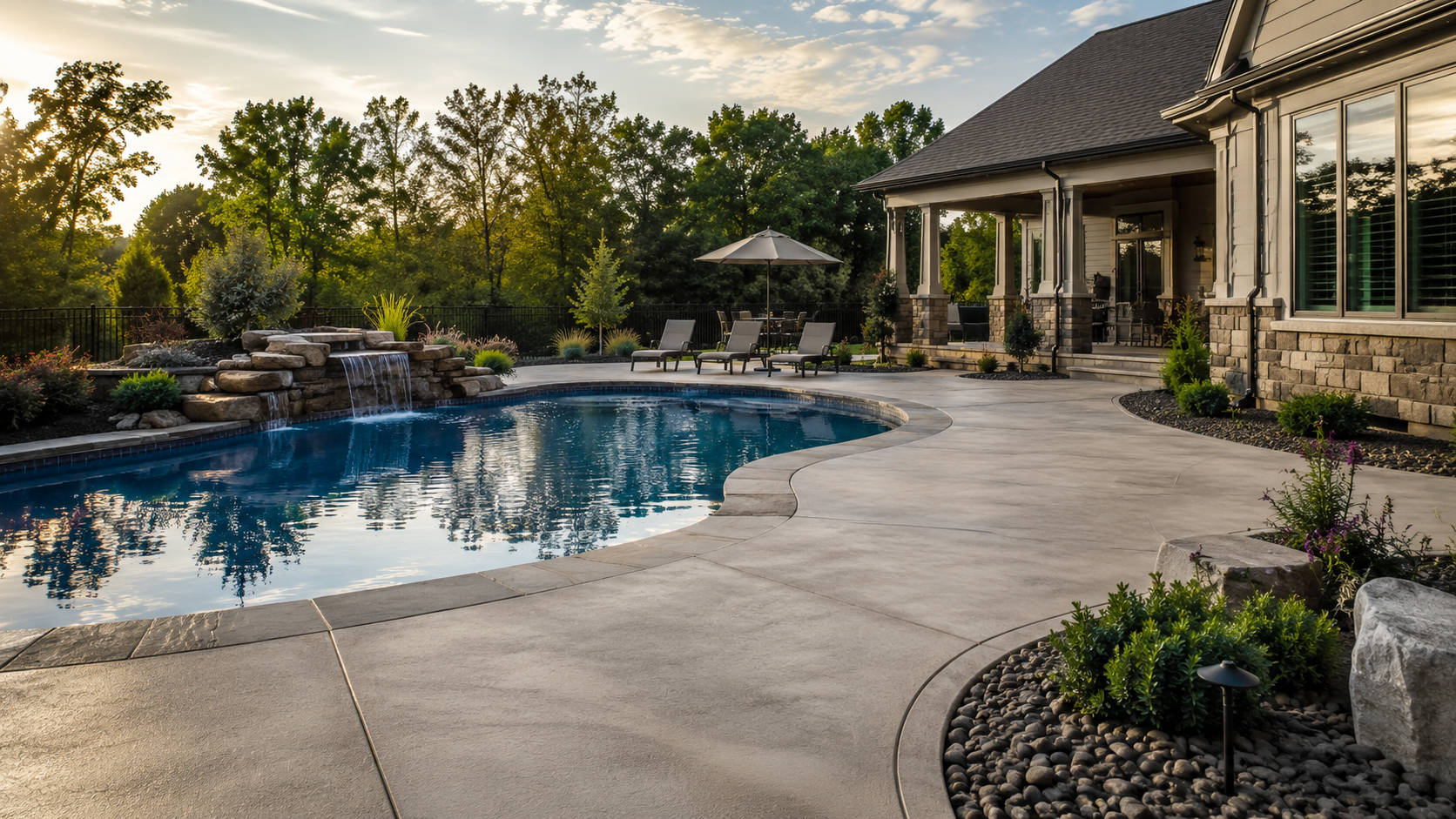 Concrete pool deck installation in north Kansas City