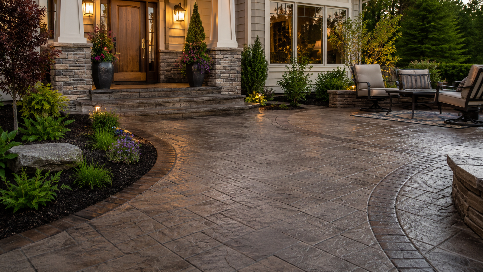 Stamped and colored decorative concrete patio — Gladstone area