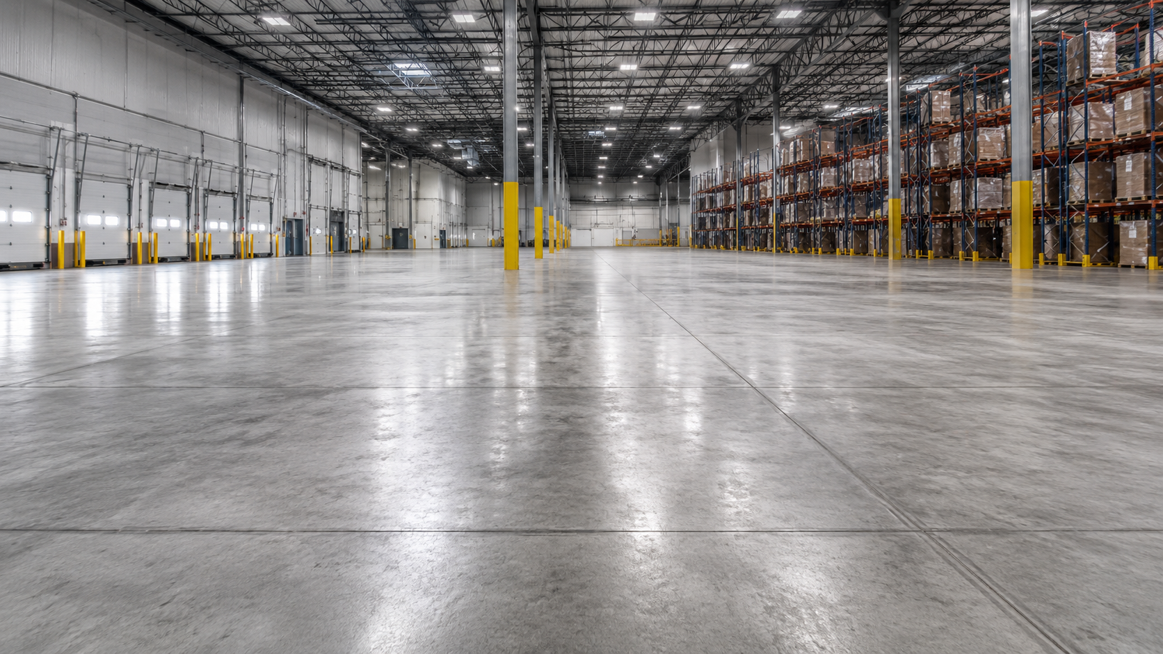 Warehouse concrete floor installation — smooth industrial finish